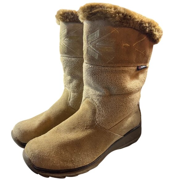 Sporto Polartec Women's Faux Fur Suede Lined Winter Boots Size 8 Beige - Picture 1 of 9
